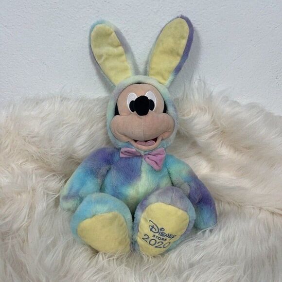 Disney Store 2020 Tie Dye Mickey Mouse Plush Easter Bunny Suit Stuffed Animal - Picture 7 of 10